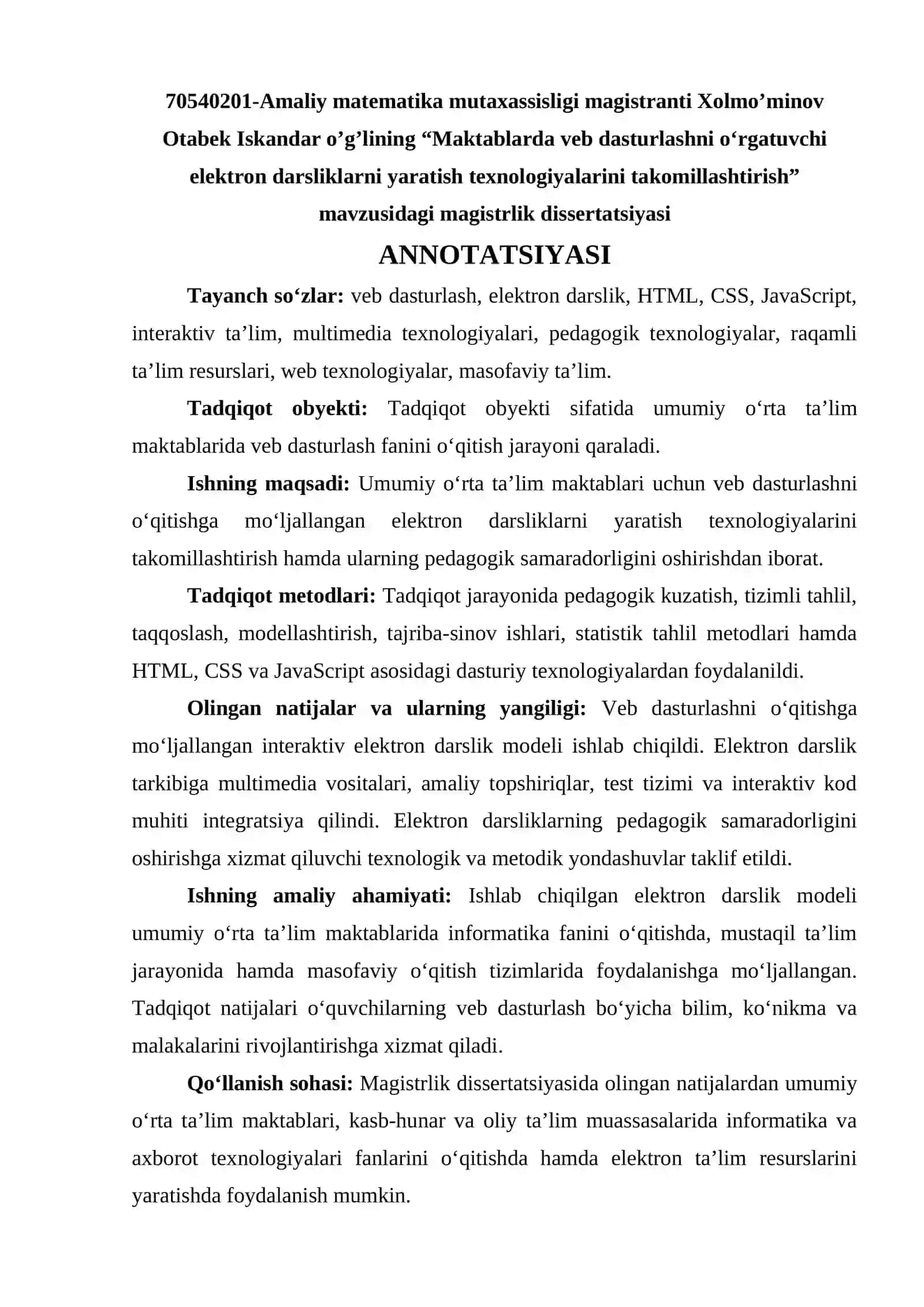 MAGISTRLIK DISSERTATSIYASI MAVZUSI 3