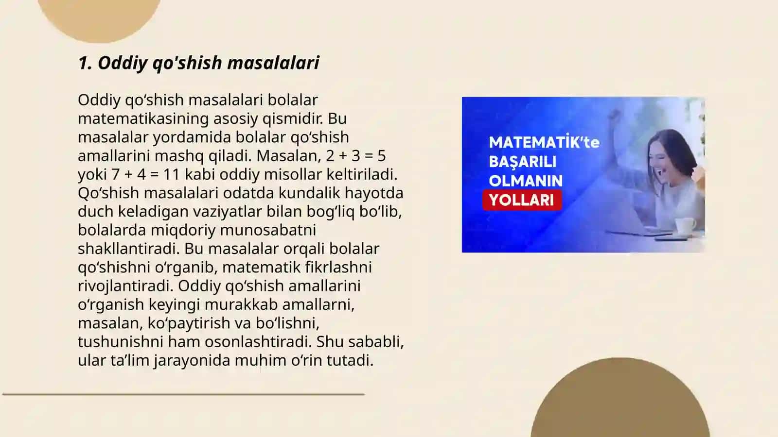 Oddiy qo'shish masalalari (She'riy matematik masalalar va matematik boshqotirmalar tuzish) 3