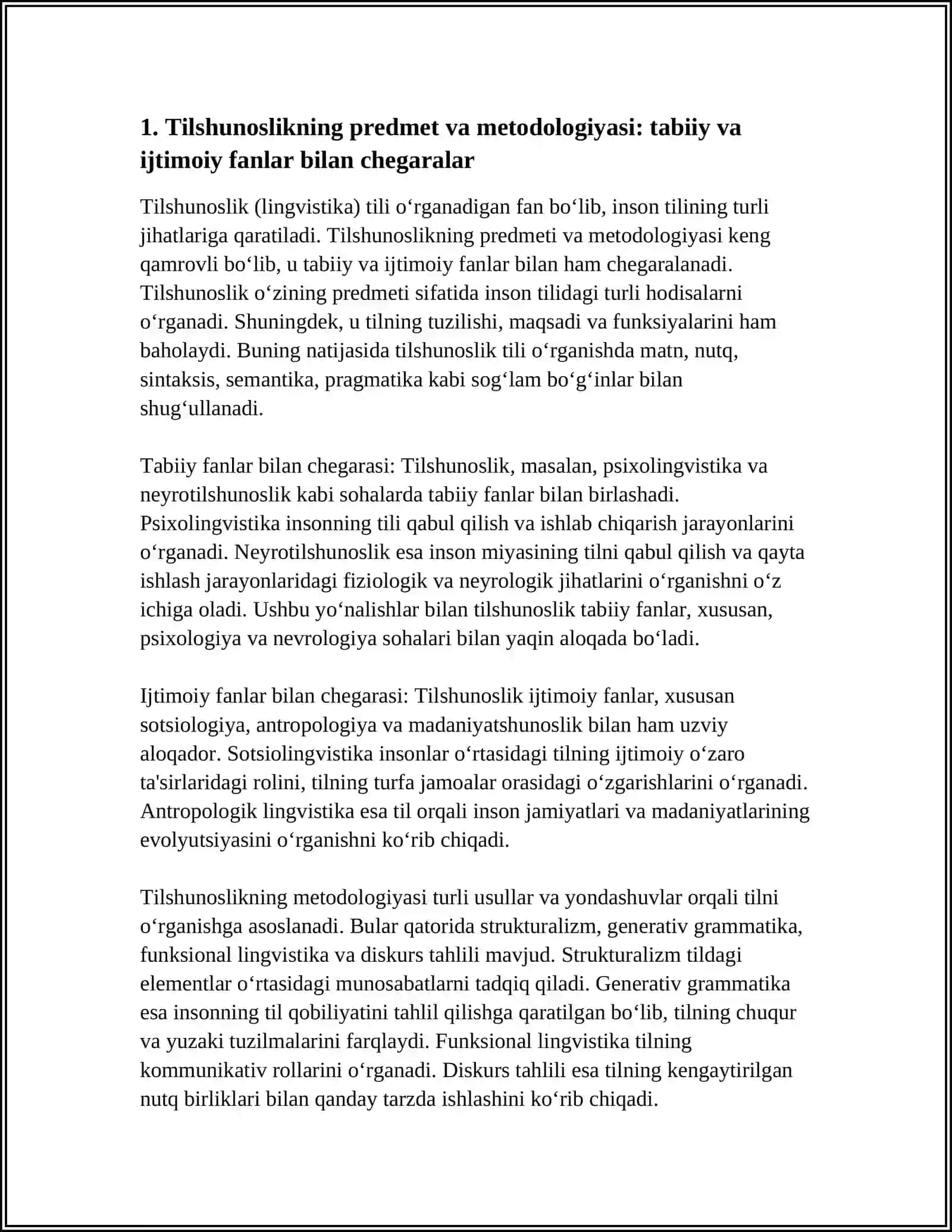 Tilshunoslik fan sifatida, uning tabiiy va ijtimoiy fanlar bilan aloqasi 3