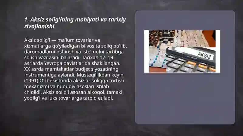 Aksiz solig'i va uning soliq tizimida tutgan o'rni 3