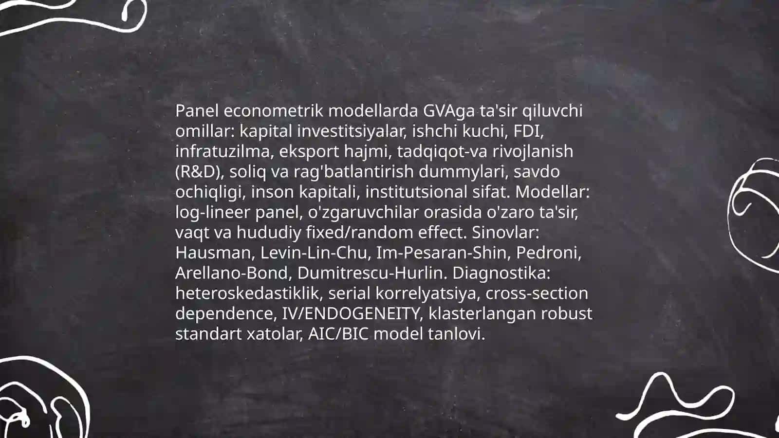 Erkin iqtisodiy zonalar rivojlanish ko'rsatkichlarini ekonometrik modellashtirish 3