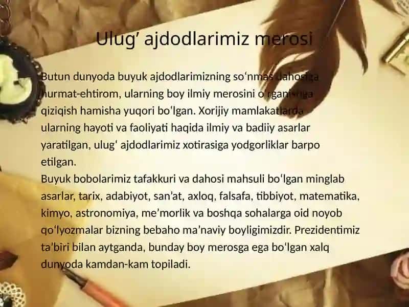 Ulug’ ajdodlarimiz merosi 3