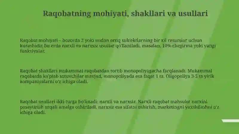 Raqobatning mohiyati, shakllari va usullari 3