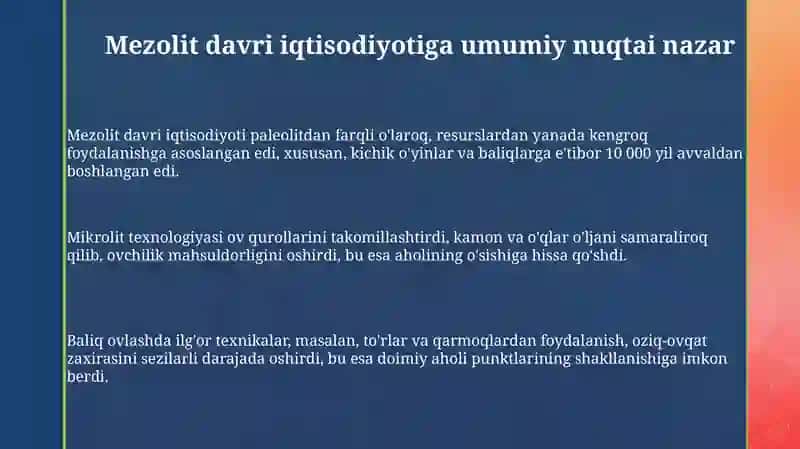 Mezolit davri xôjaligi va moddiy madaniyati 3