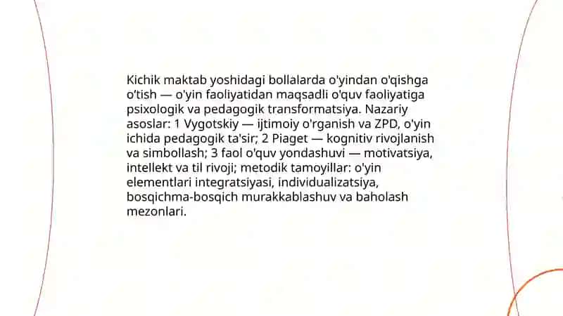 Kichik maktab yoshidagi bollalarda o'yin faoliyatining o'qish faoliyatiga almashinuvi 3