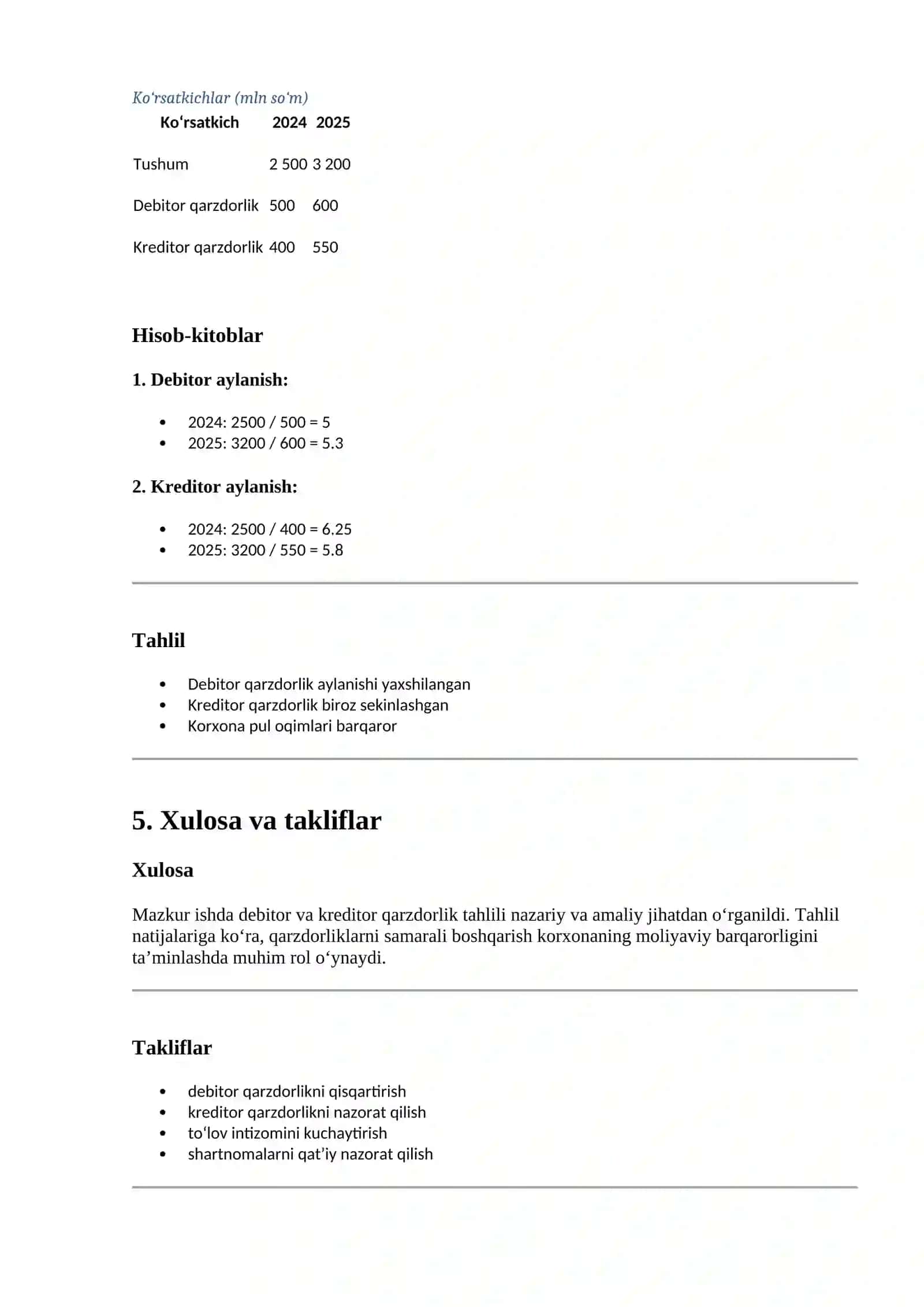 Debitor va kreditor qarzdorlik tahlili 3