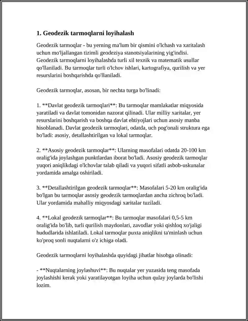 GEODEZIK TAYANCH TARMOQLARINI ZICHLASH. TASVIRGA OLISH TARMOQLARI 3