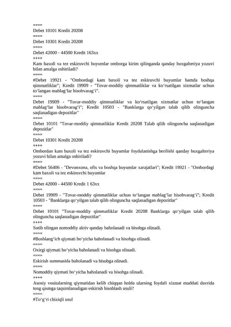 Banklarda buxgalteriya hisobi fanidan testlar to‘plami 3