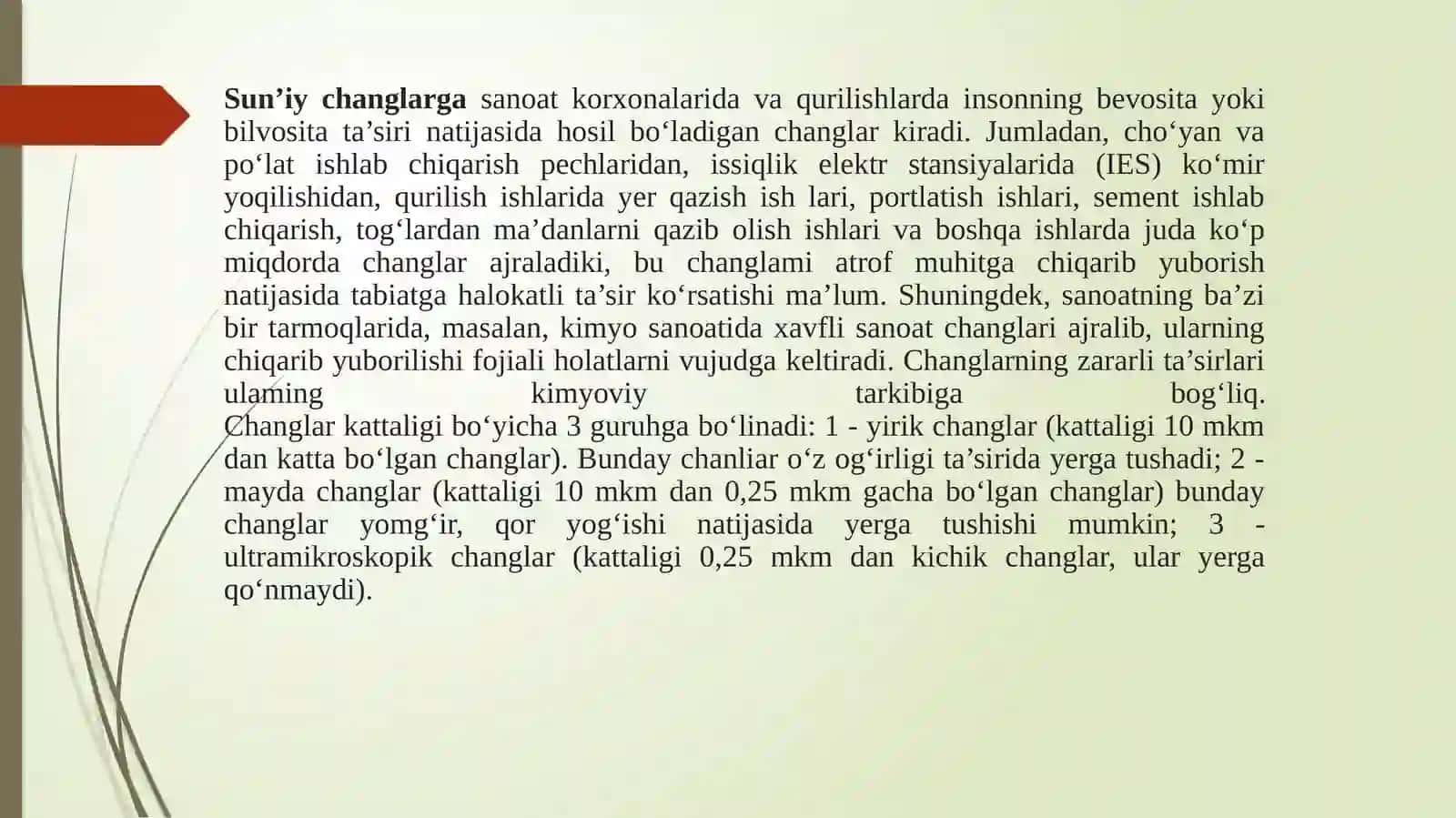 Ishlab chiqarish changlari va zaharli moddalarning inson organizmiga salbiy ta’siri 3