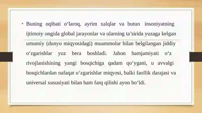 Globallashuv globalistika va barqaror taraqqiyotning ustuvor yo'nalishlari 3