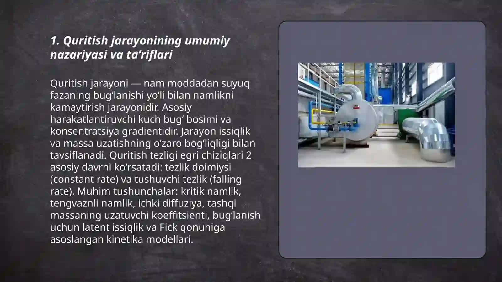 Quritish jarayonining kimyoviy-fizik asoslari va quritgich apparatlari 3