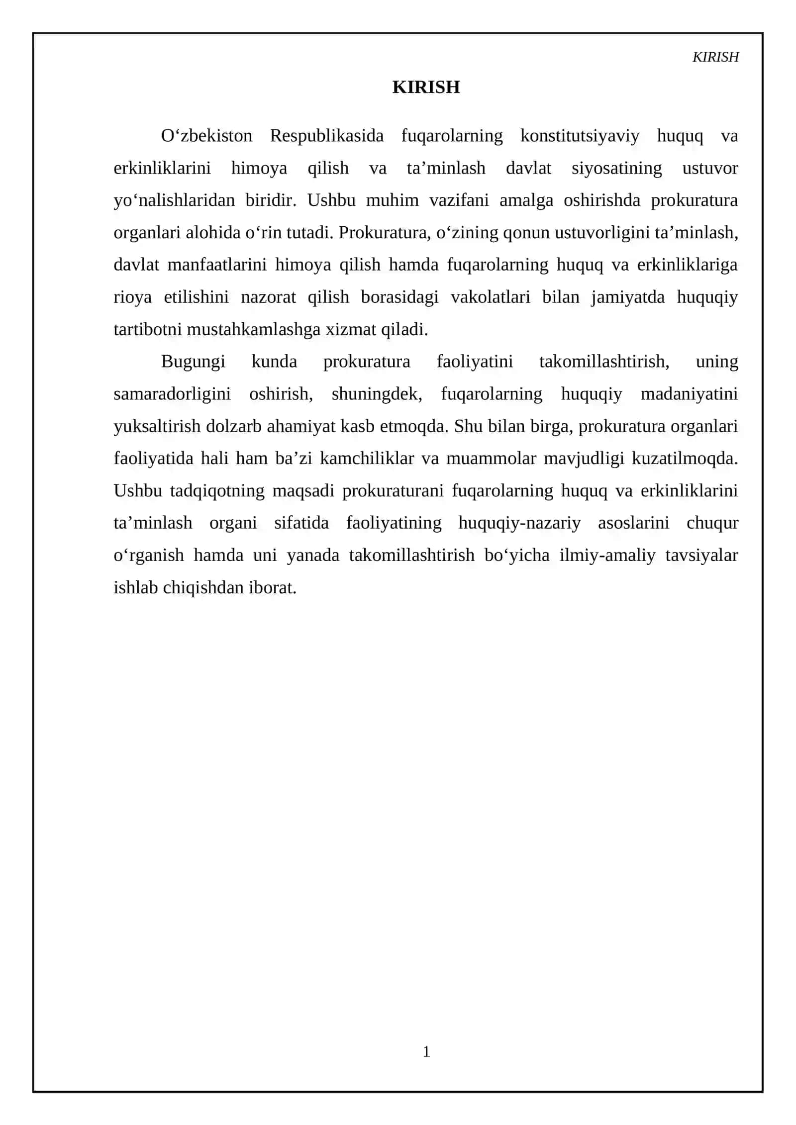 Prokuratura fuqarolarning huquq va erkinliklarini ta'minlash organi sifatida 3