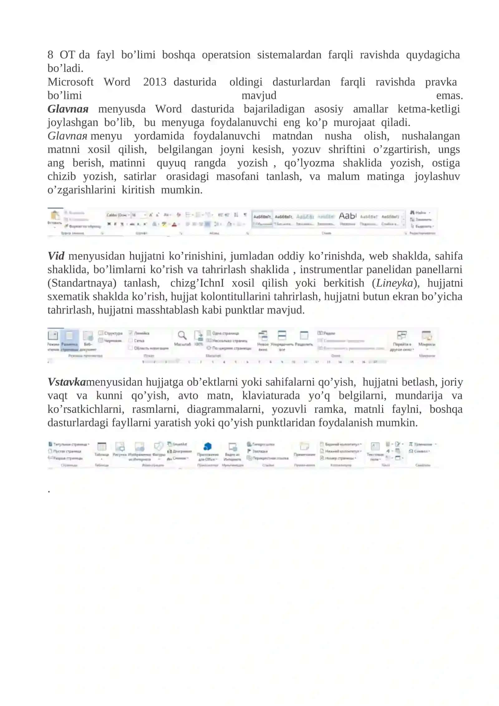WORD 2016 MATN TAXRIRLAGICHNING “DIZAYN”  MENYUSI BO’LIMLARI VA ULARNING VAZIFALARI 3
