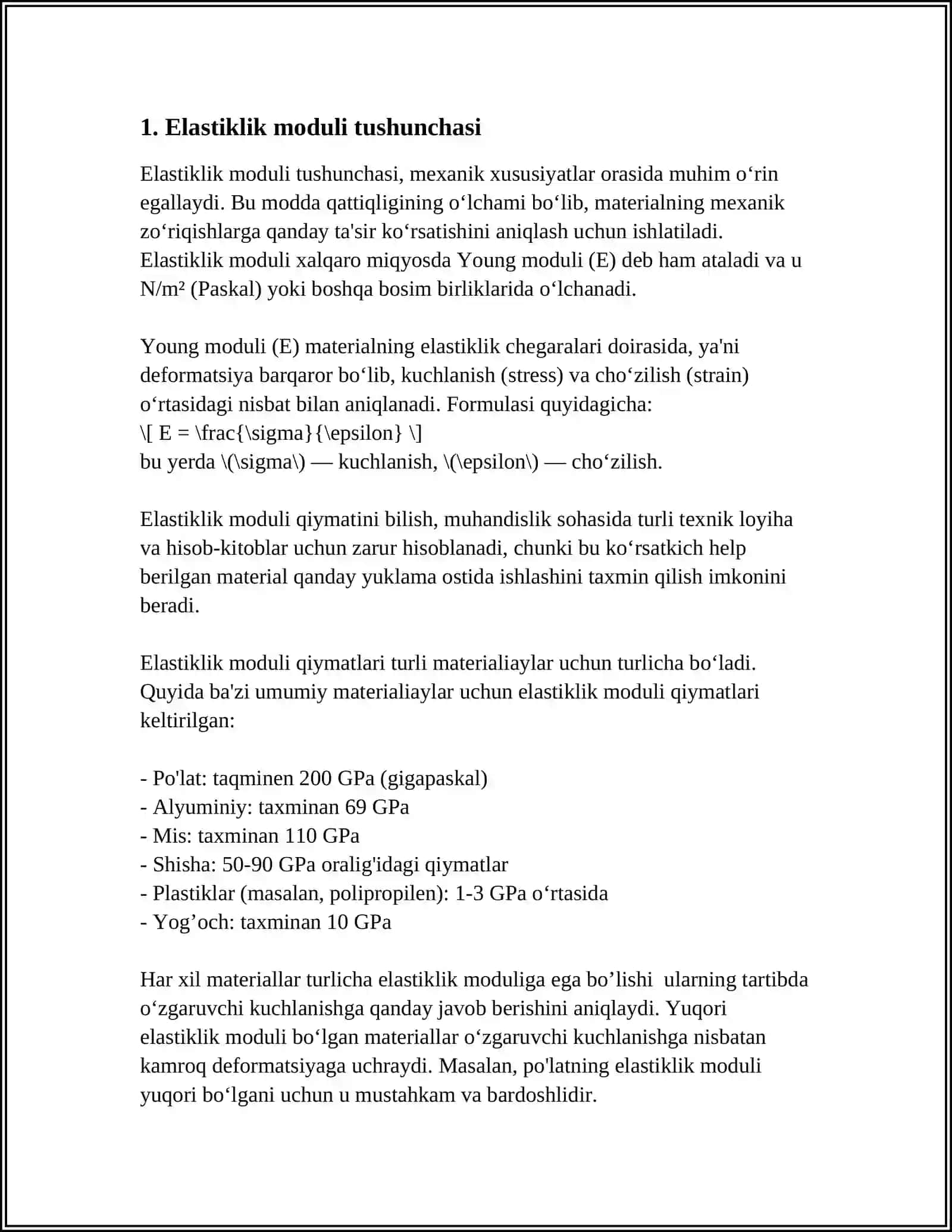 CHOZILISH DEFORMATSIYASIDA ELASTIK MODULNI ANIQLASH 3