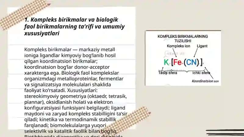 Kompleks birikmalar-bioligik faol birikmalar 3