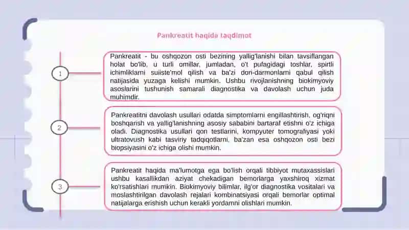 Pankreatit rivojlanishining biokimyoviy asoslari 3