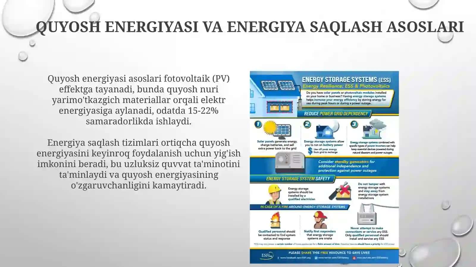 Quyosh energetikasi va energiya saqlash asoslari 3