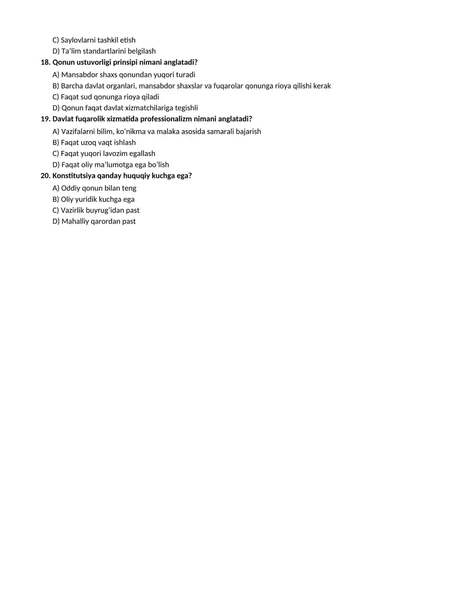 bojxonaga ishga kirish  dastlabki test 3