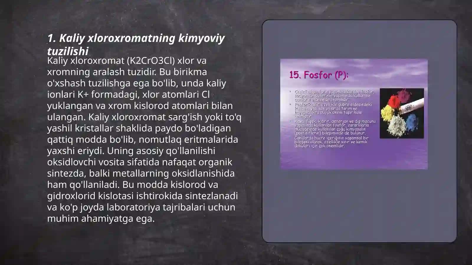 Kaliy xloroxromatning olinishi va xossalari 3