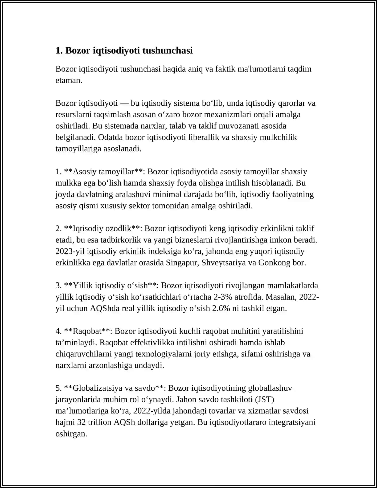 BOZOR IQTISODIYOTI SHAROITIDA BAHO TUSHUNCHASI 3