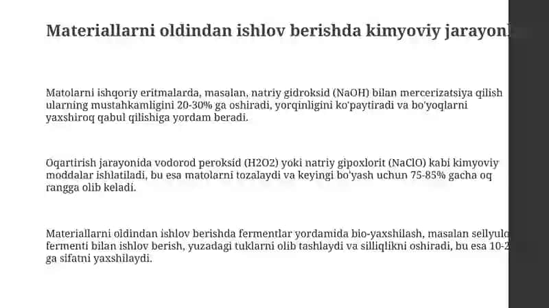 Tikuvchilik sanoatida texnologik jarayonlarni kimyolashtirish 3