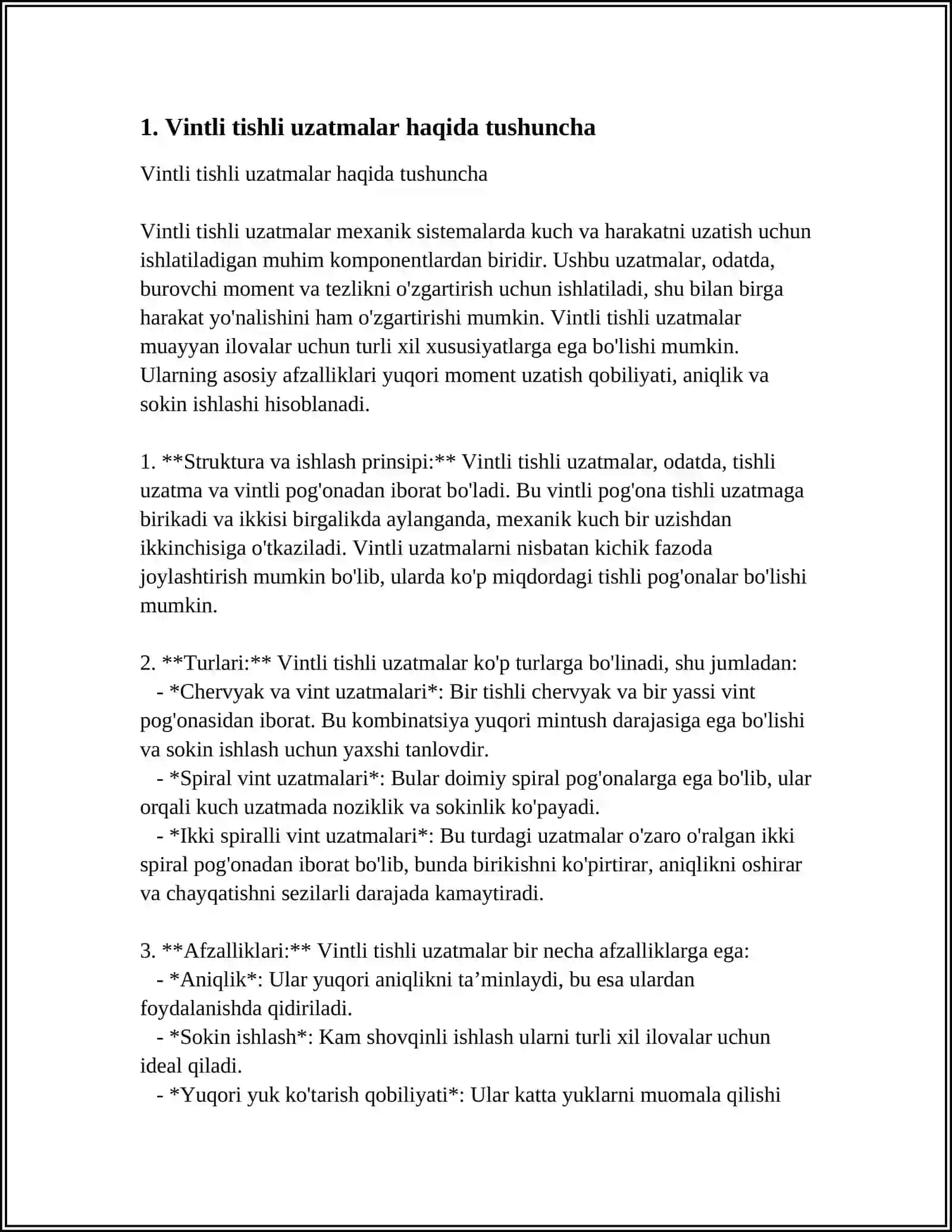 VINTLI TISHLI UZATMALAR. XUSUSIYATLARI VA HSOBLANISHI 3