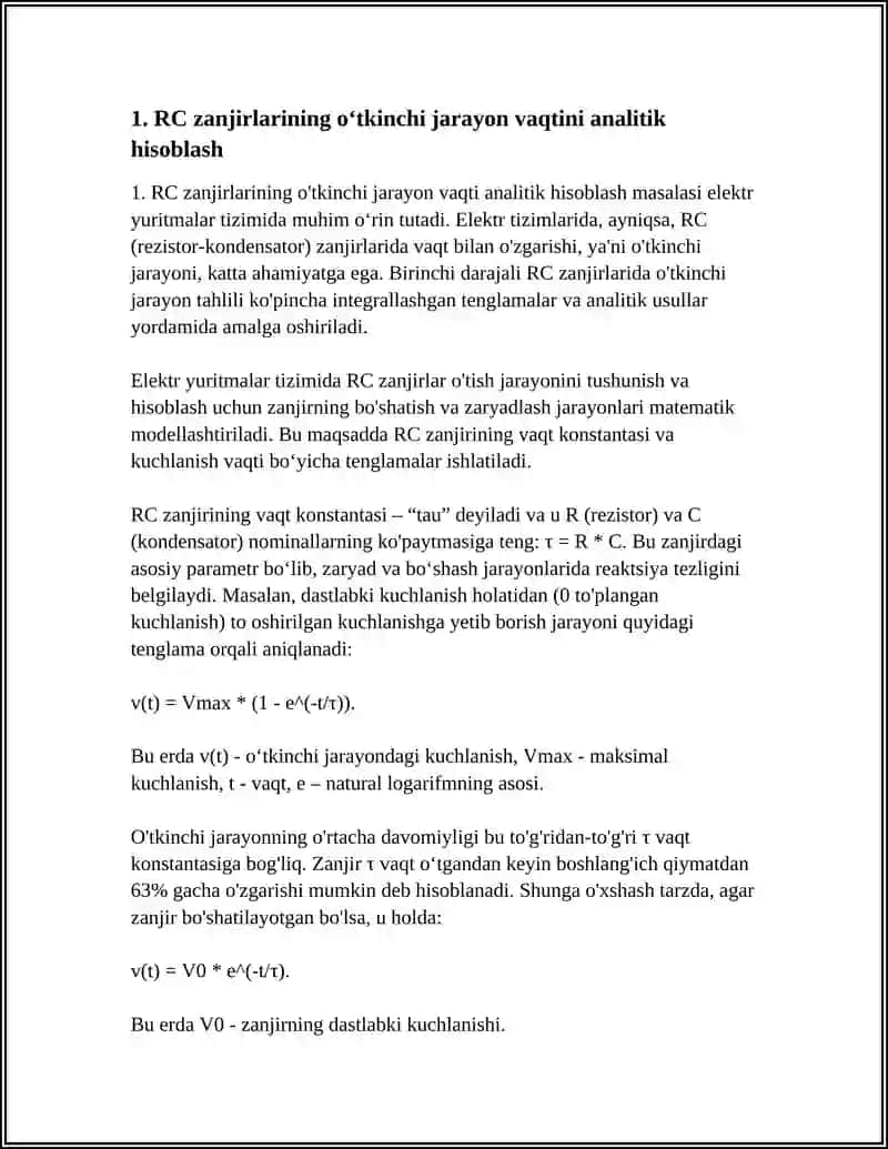 ELEKTR YURITMALAR OʻTKINCHI JARAYON VAXTINI GRAFIK VA ANALITIK USULLARDA ANIQLASH 3