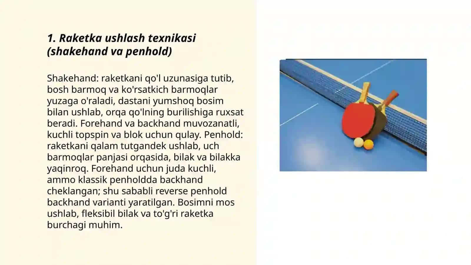 Stol tennisi texnikasi 3