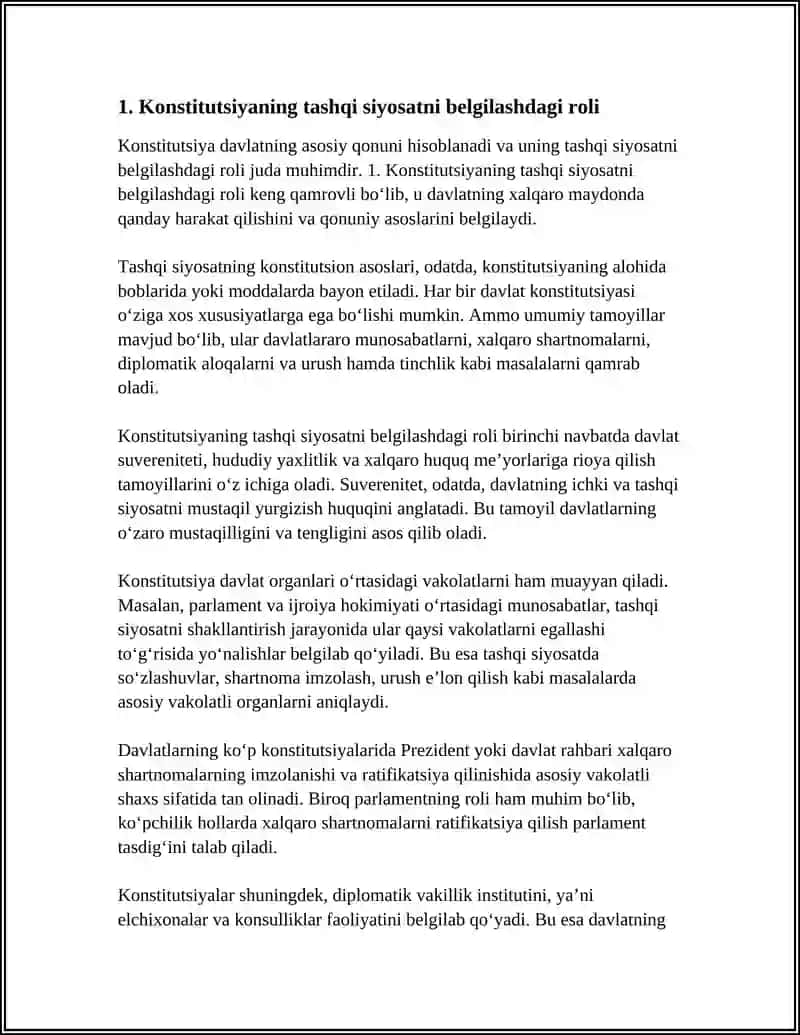KONSTITUTSIYA VA QONUNNING USTUNLIGI. TASHQI SIYOSAT 3