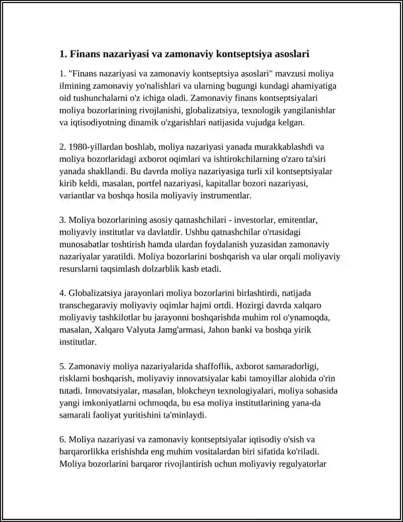 FINANSNING ZAMONAVIY KONSEPSIYALARI VA ULARNING HOZIRGI ZAMON XUSUSIYATLARI 3