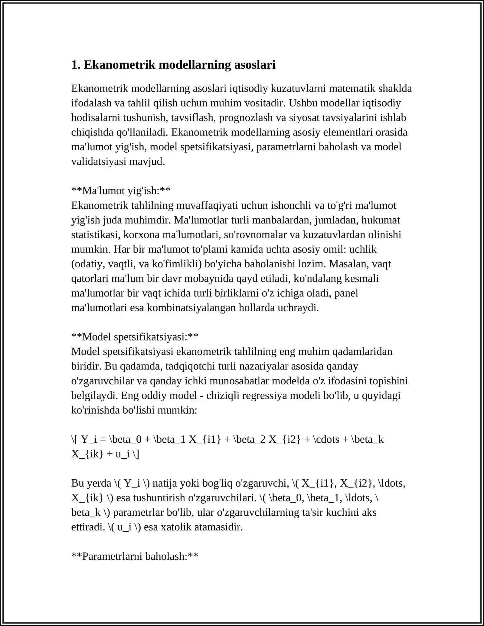 BOZOR HAJMINI ANIQLASHDA EKANOMETRIK MODELLARDAN FOYDALANISH 3