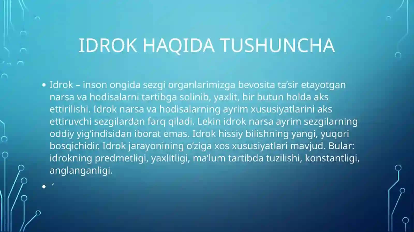 IDROK VA UNING QONUNIYATLARI 3