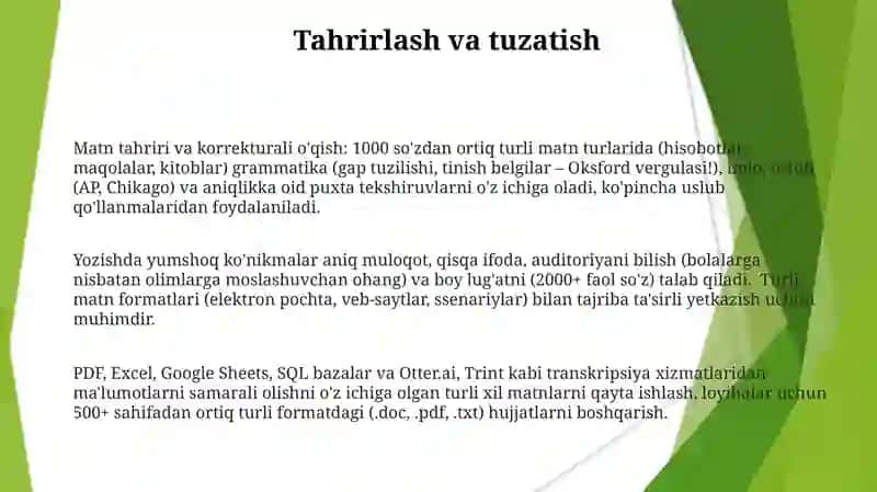 Sof skills- to"g'ri yozish, har xil turdagi matnlar bilan ishlash va qayta ishlash 3