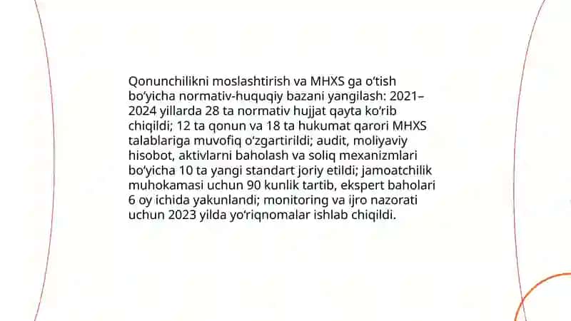 O'zbekistonda MHXS ga o'tish bo'yicha amalga oshirilayotgan islohotlar 3