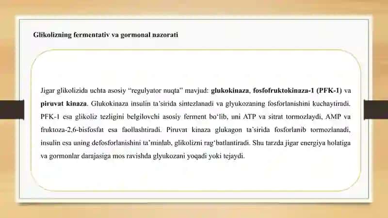 Jigarda glikoliz va glikoneogenezni boshqarilishi 3