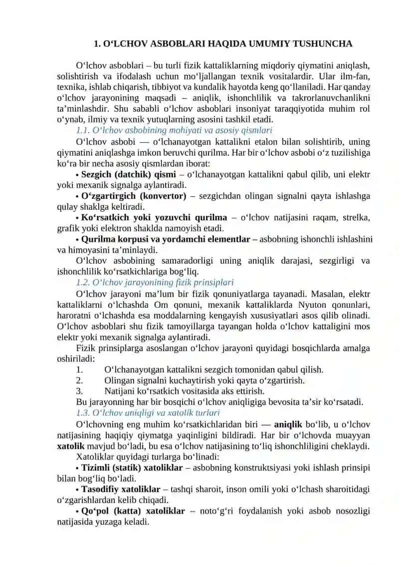 O‘lchov asboblar tasnifi 3