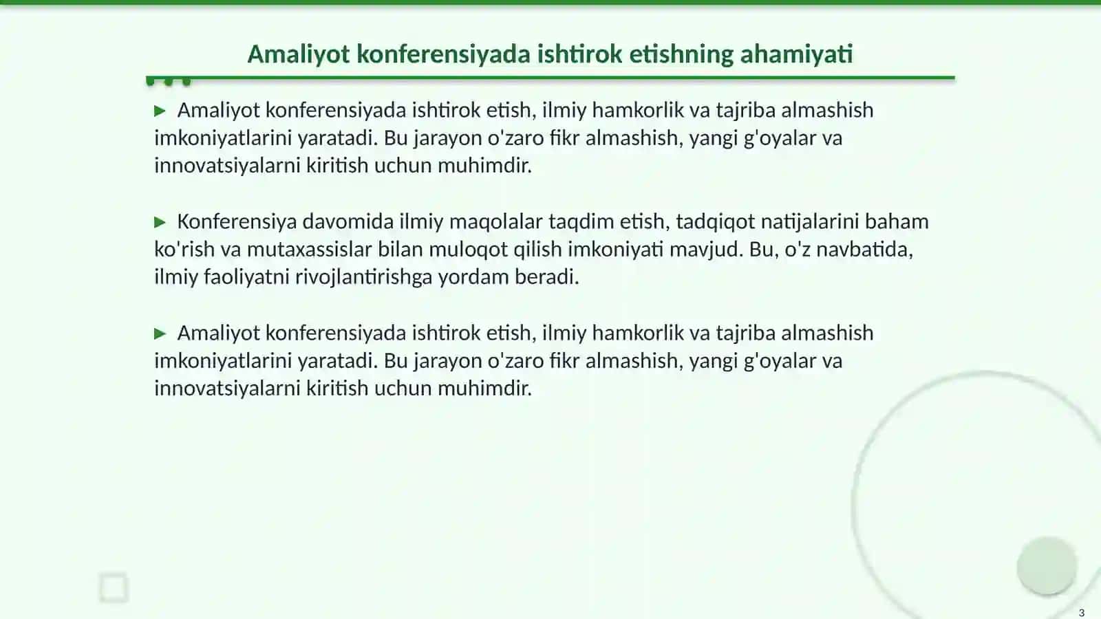 Amaliyot konferensiyada ishtirok etish 3