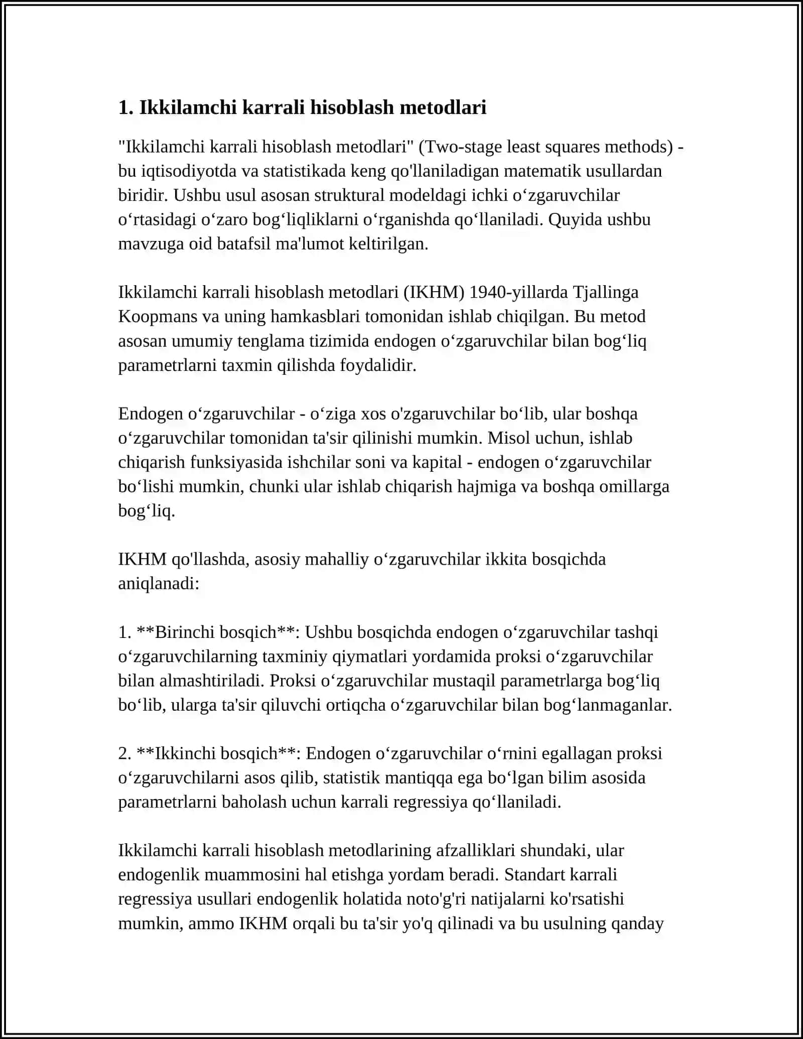 IKKI KARRALI INTEGRATING TADBIQLARI 3