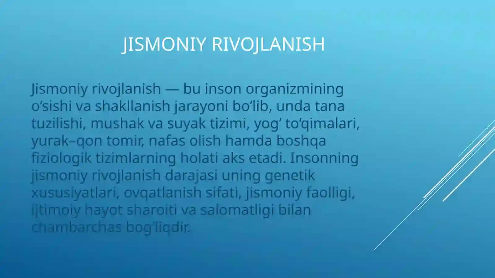 Jismoniy rivojlanishni baholash: tana massasi indeksi somatotip 3