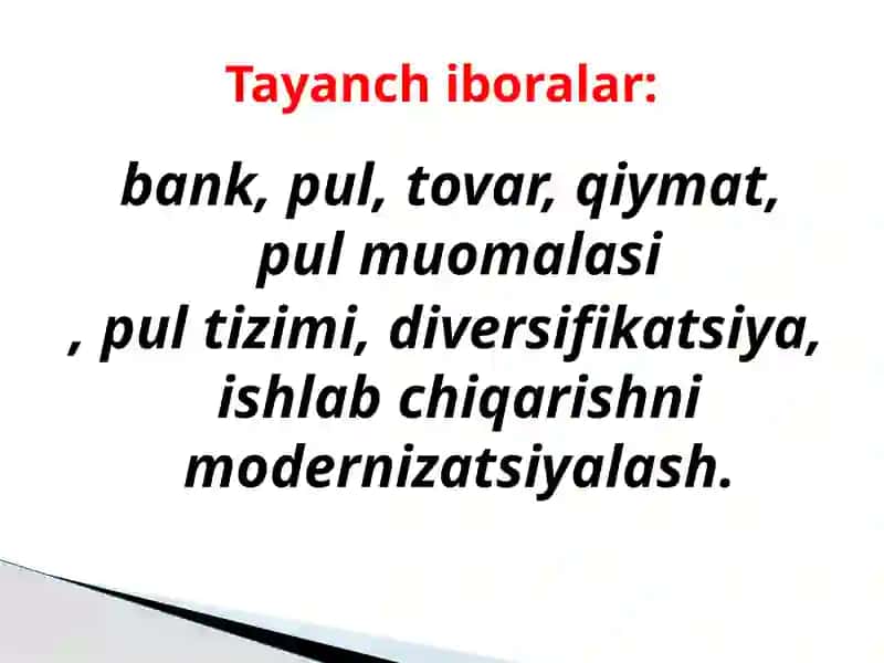 PUL-KREDIT TIZIMI. BANKLAR VA ULARNING BOZOR IQTISODIYOTIDAGI ROLI 3