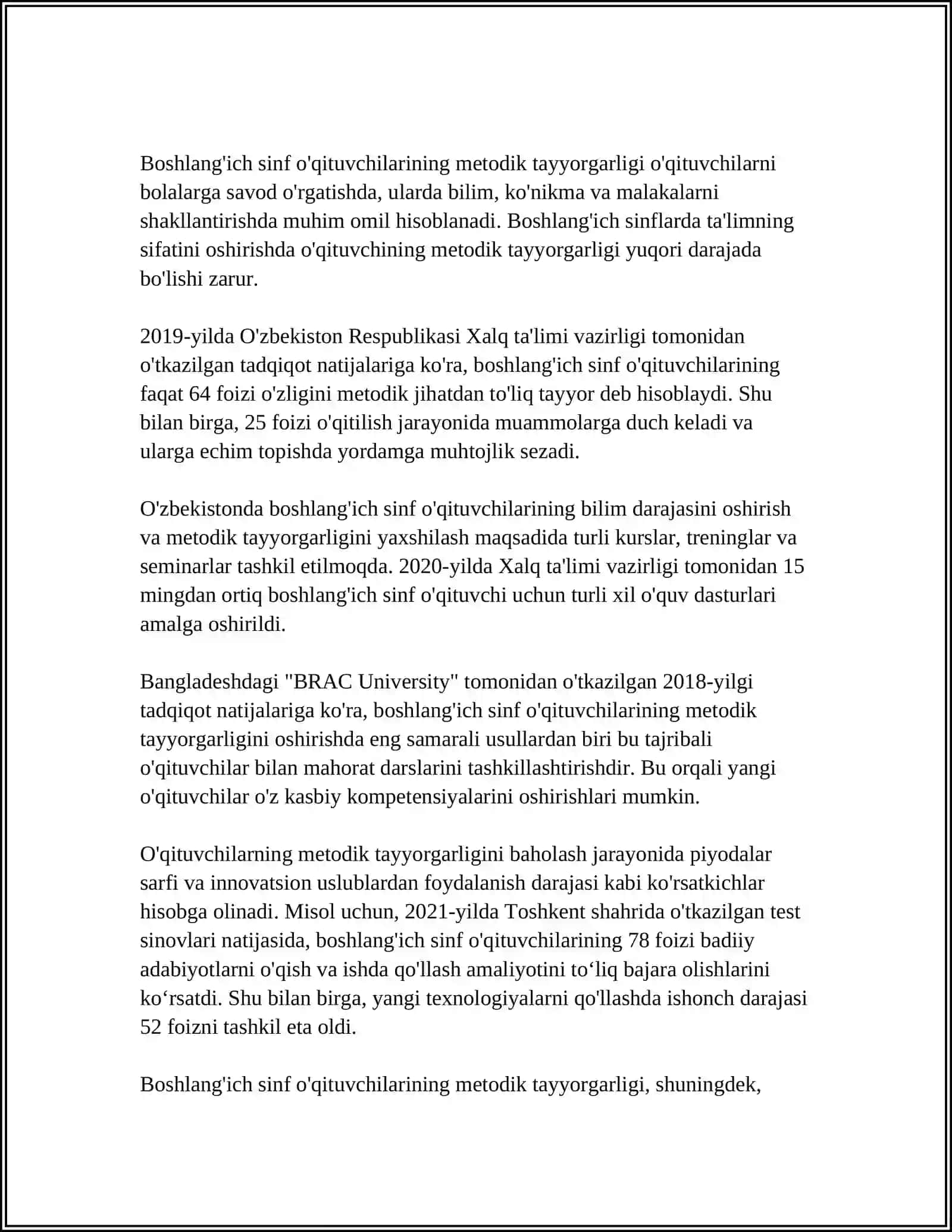 BO'LAJAK BOSHLANG'ICH SINF O'QITUVCHILARINI KASBIY TAYYORLASH YO'NALISHLARI 3