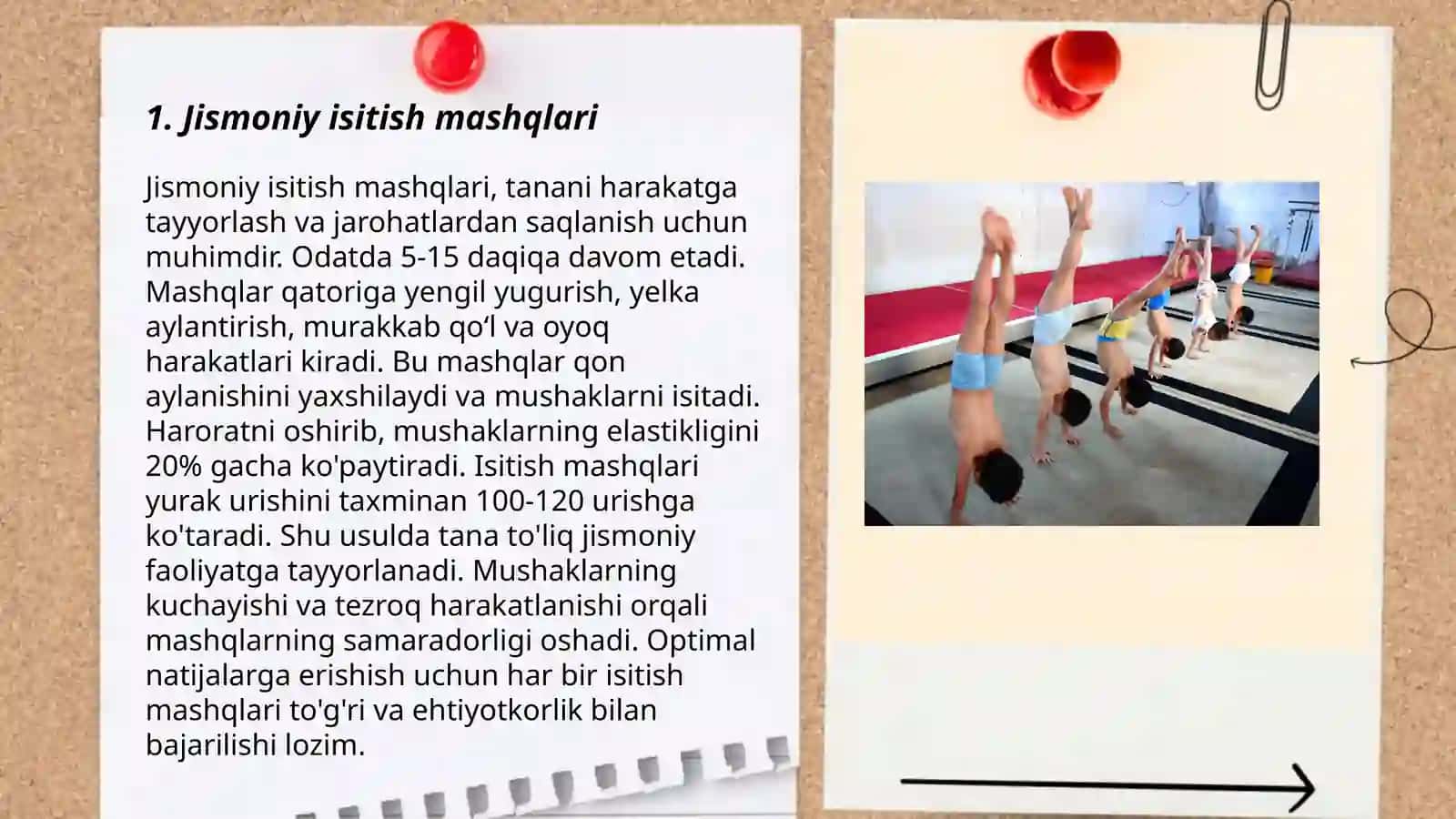 Dastlabki gimnastika mashgʻulotlarining vositalari 3