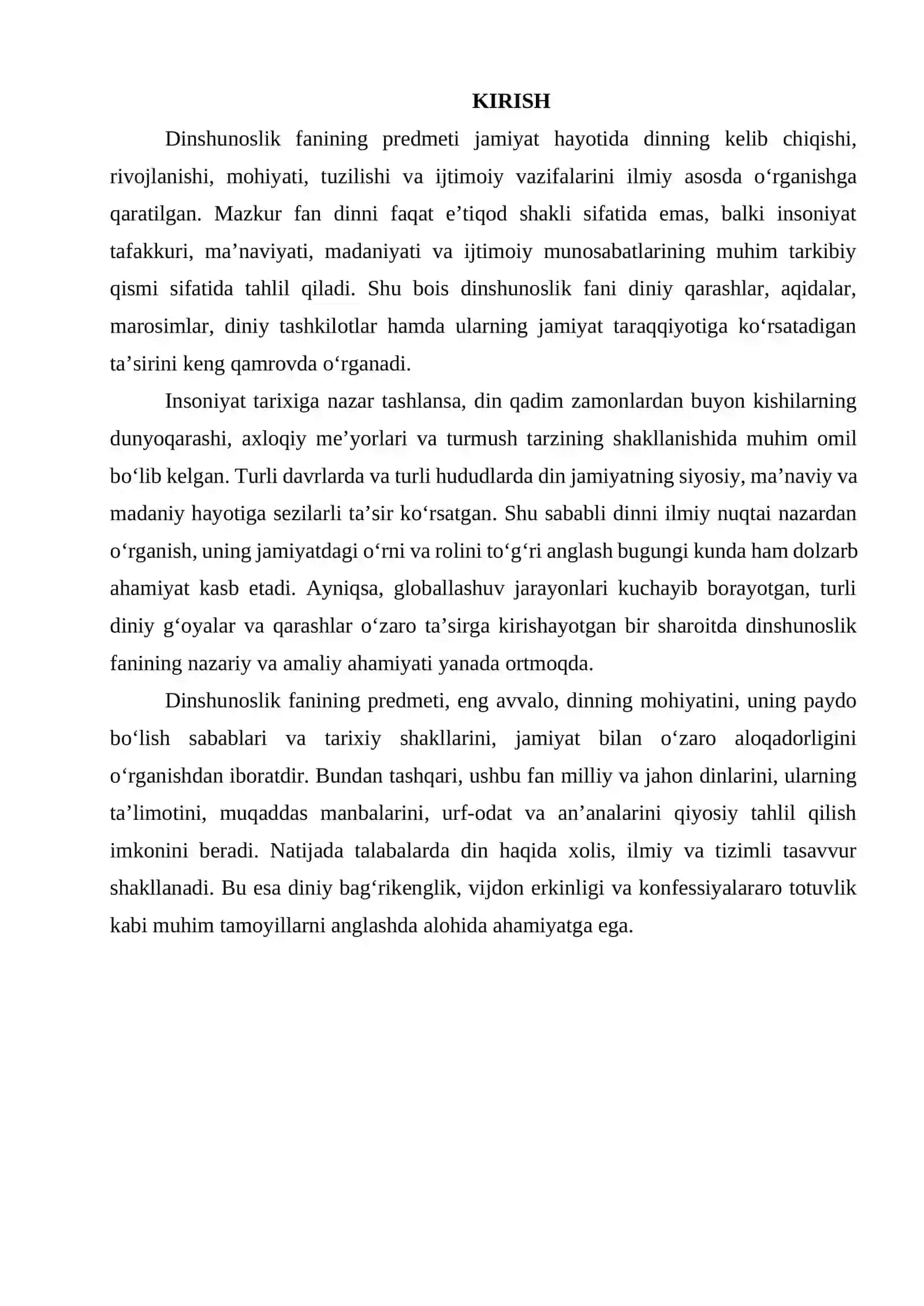 Dinshunoslik fanining predmeti 3