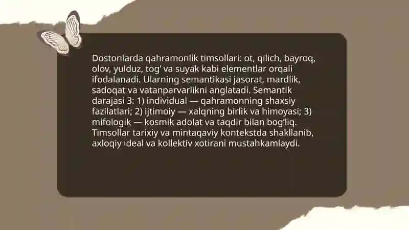 Dostonlarda qahramonlik, mardlik, vatanparvarlik gʻoyalarining aks etishi 3