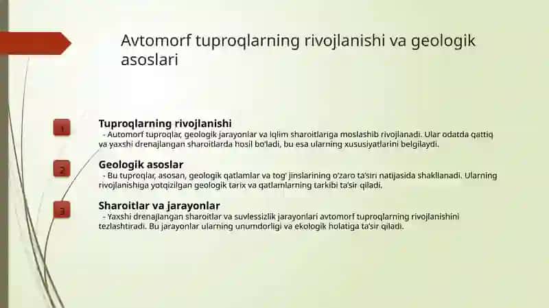 Avtomorf tuproqlar,ularning xossa va xususiyatlari 3