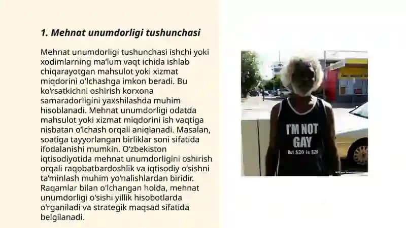 Mehnat unumdorligi tushunchasi ólchash omillari va uning zahiralari 3