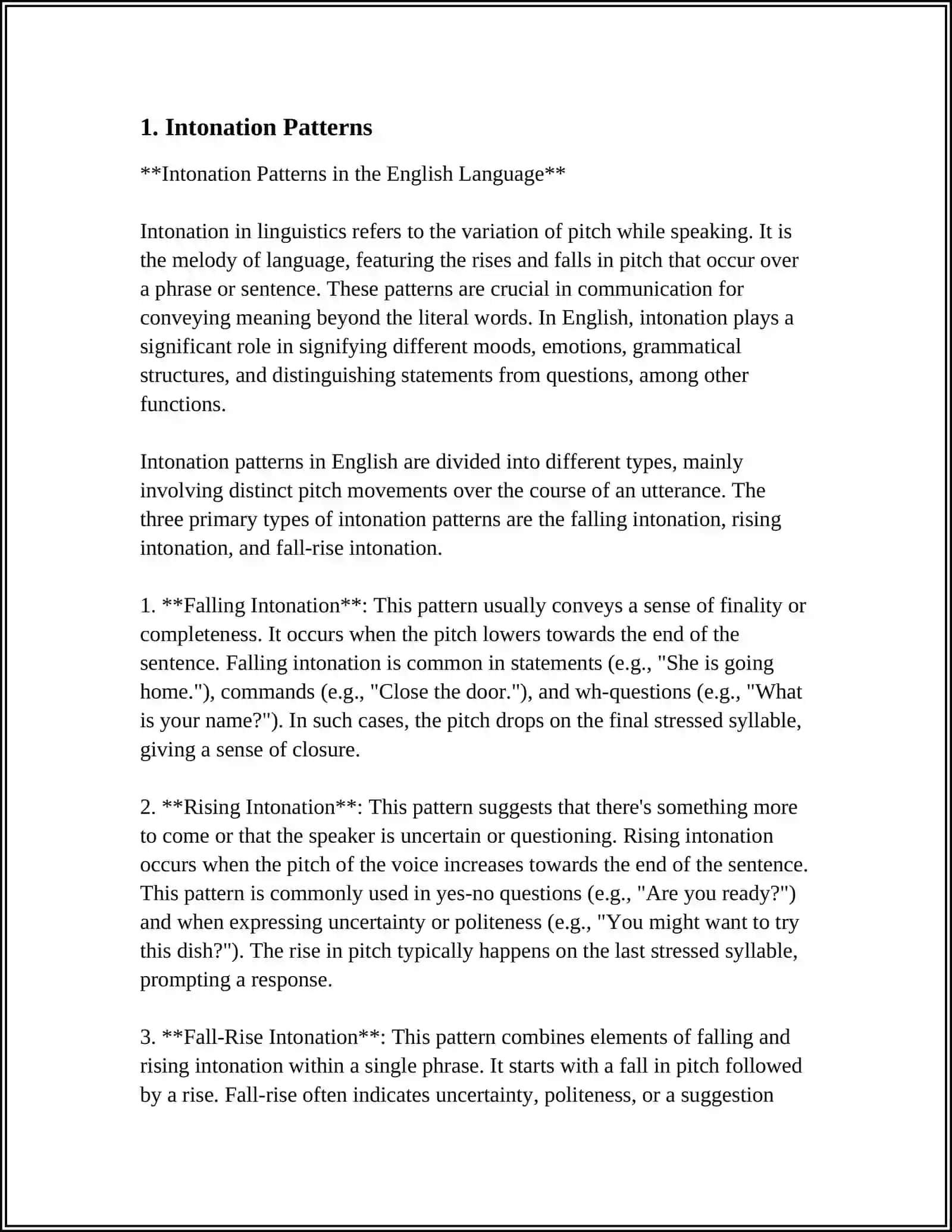 Intonation Patterns in the English Language 3