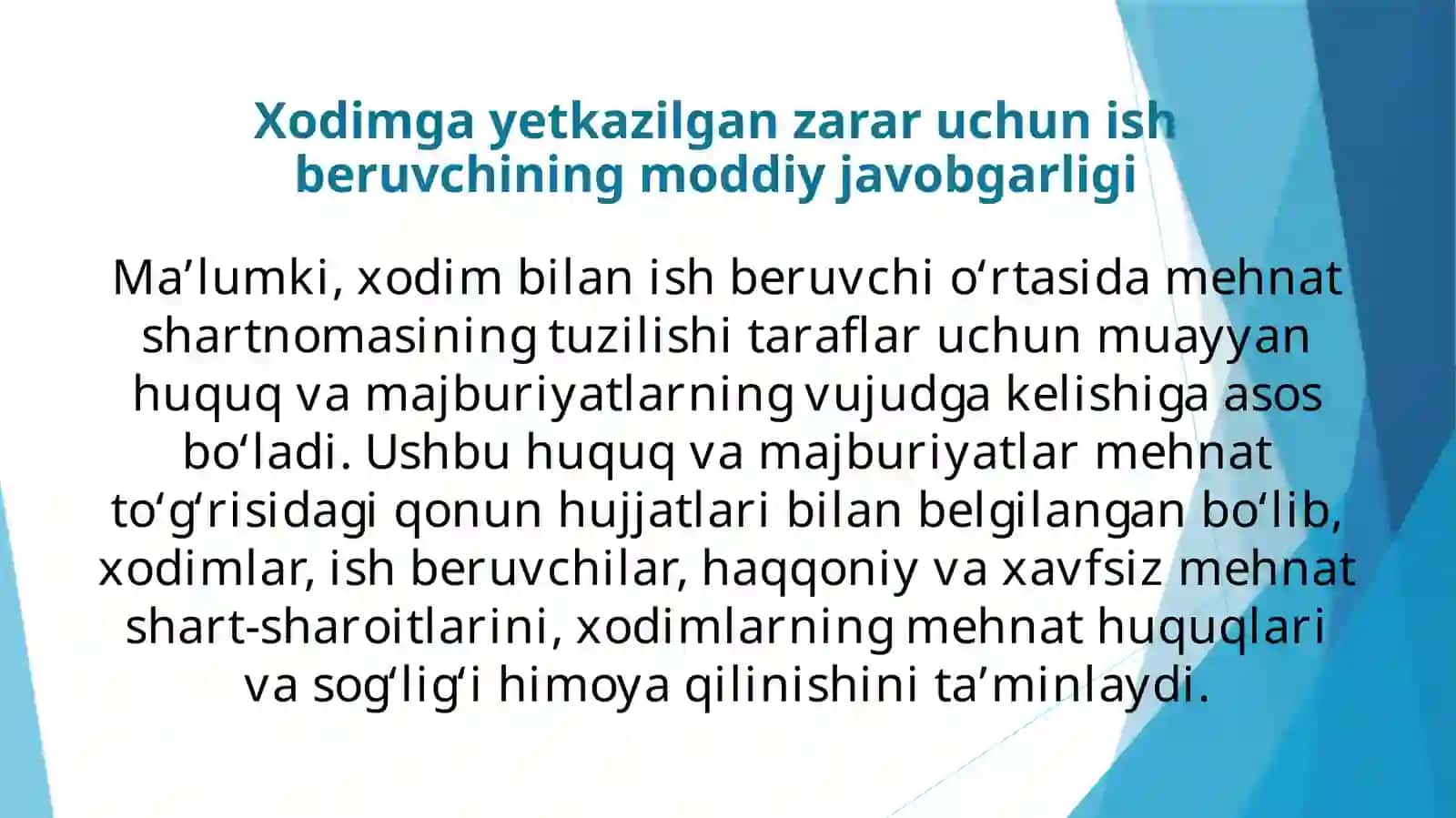 Mehnat shartnomasi taraflarining yetkazilgan zarar uchun moddiy javobgarligi 3