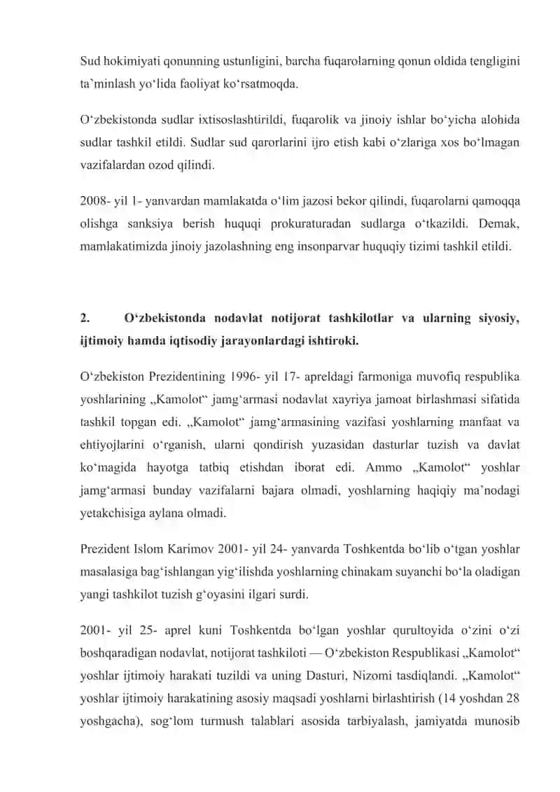 O‘zbekistonda demokratik, fuqarolik jamiyati asoslarining shakllanishi, amalga oshirilgan siyosiy islohotlar 3