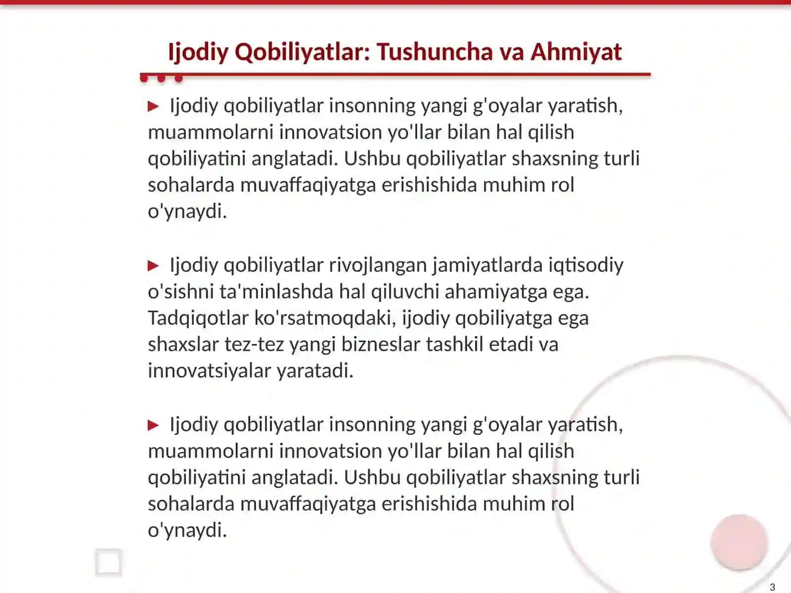Ijodiy qobiliyatlarni rivojlantirishda talimni ahamiyati 3